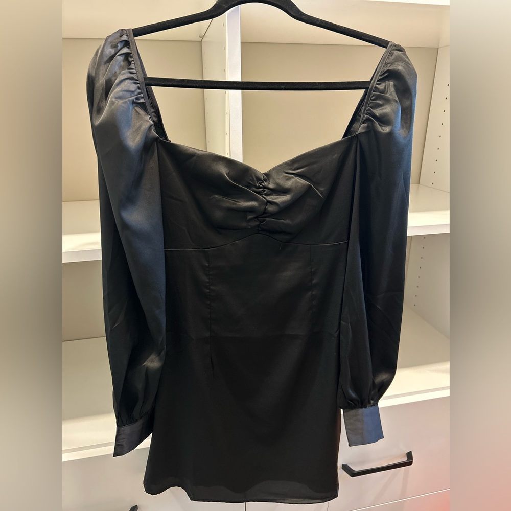 Elegant long sleeve satin mini dress